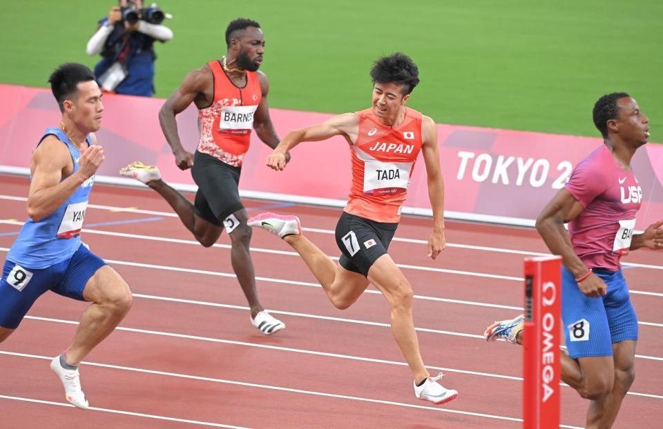 　予選で６着に敗れる多田修平（右から２人目）＝撮影・高部洋祐