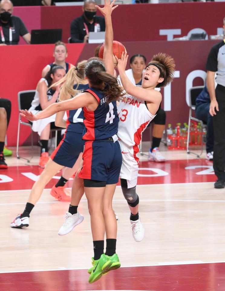 　第３Ｑ、攻め込む町田瑠唯（撮影・堀内翔）