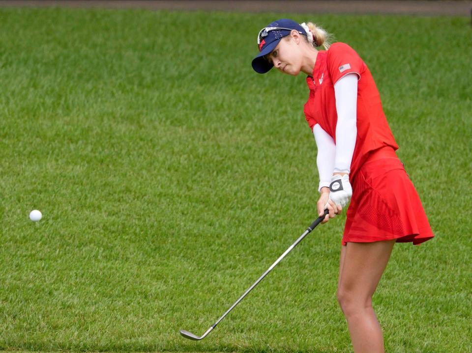 最終ラウンド、７番でショットを放つネリー・コルダ＝霞ケ関ＣＣ（ＡＰ＝共同）