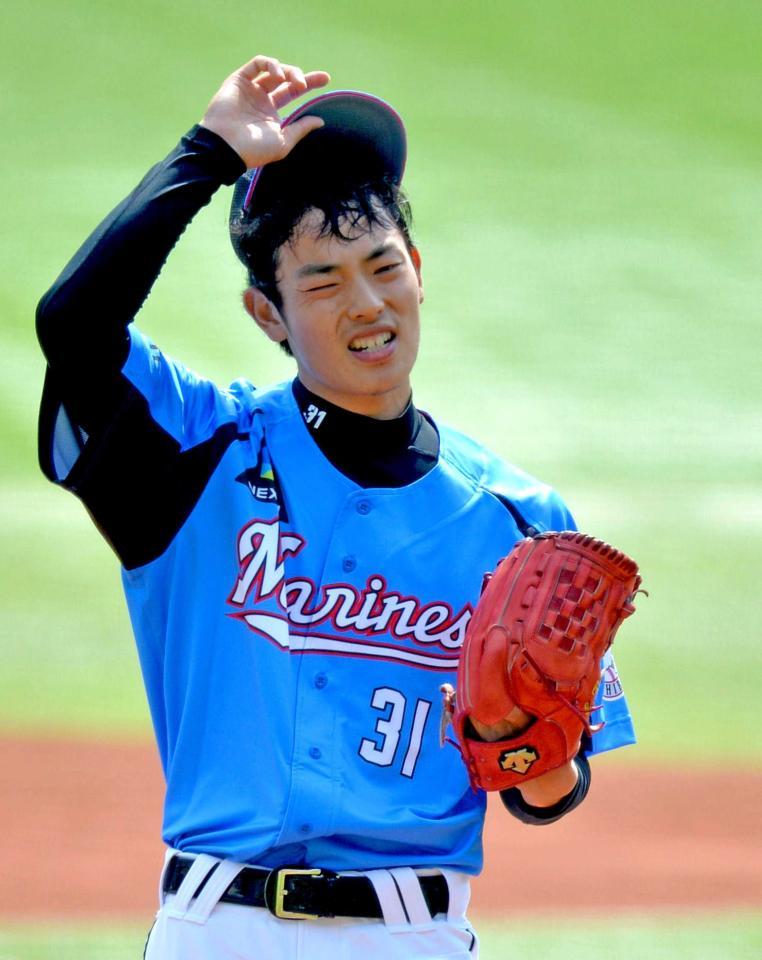 １軍デビュー戦では先発で３回５失点と試合をつくれなかったロッテ・田中＝４月２９日、ＱＶＣ