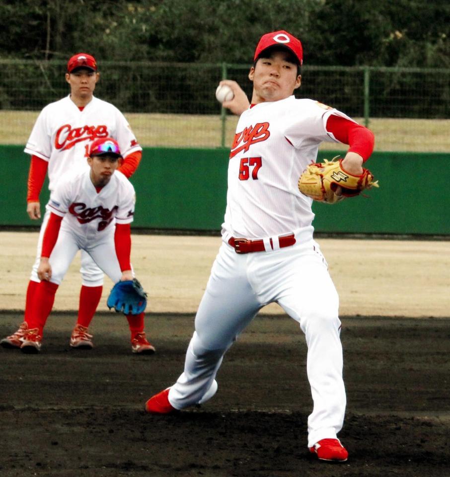 春季キャンプでレベルアップを図る田中法彦投手
