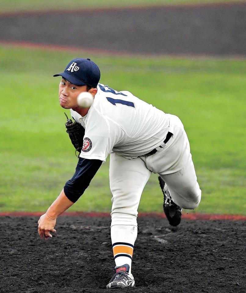 完全試合を達成した新潟医療福祉大・桐敷（撮影・伊藤笙子）