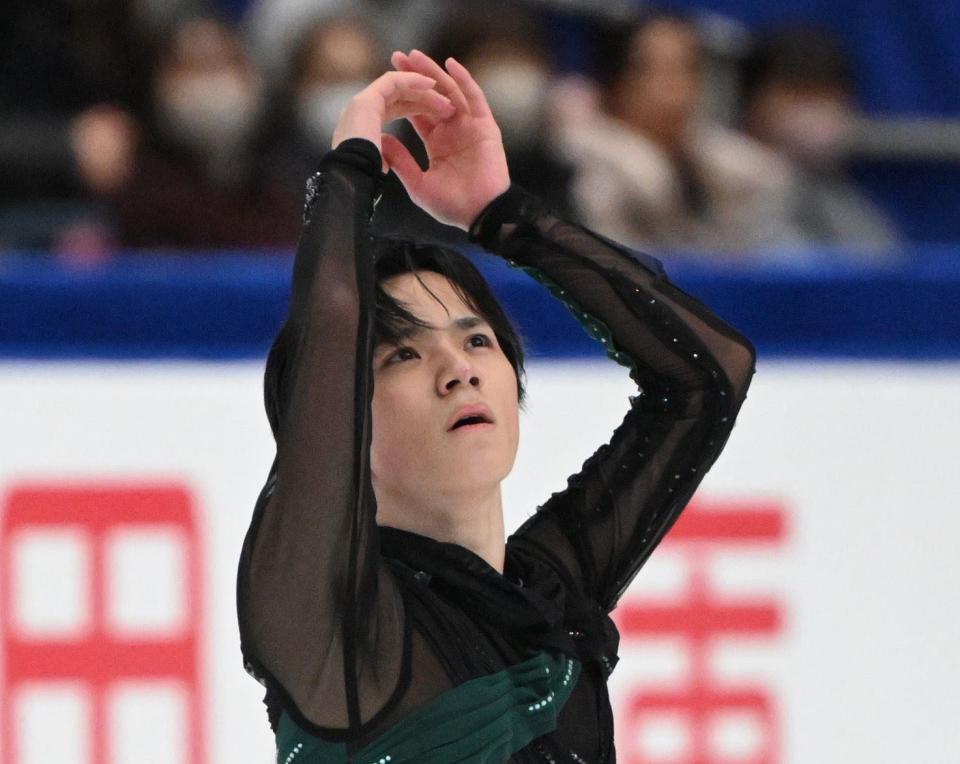 　華麗な演技を披露する宇野昌磨（撮影・佐々木彰尚）