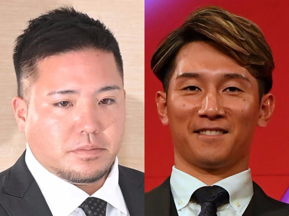 　（左から）山川穂高と西川龍馬