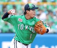 　「ドナイヤ」のグラブを使用する山田