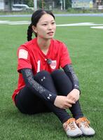 　取材に応じる日本代表の上松あかり