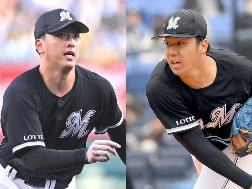 　ロッテ・田中晴也（左）と木村優人