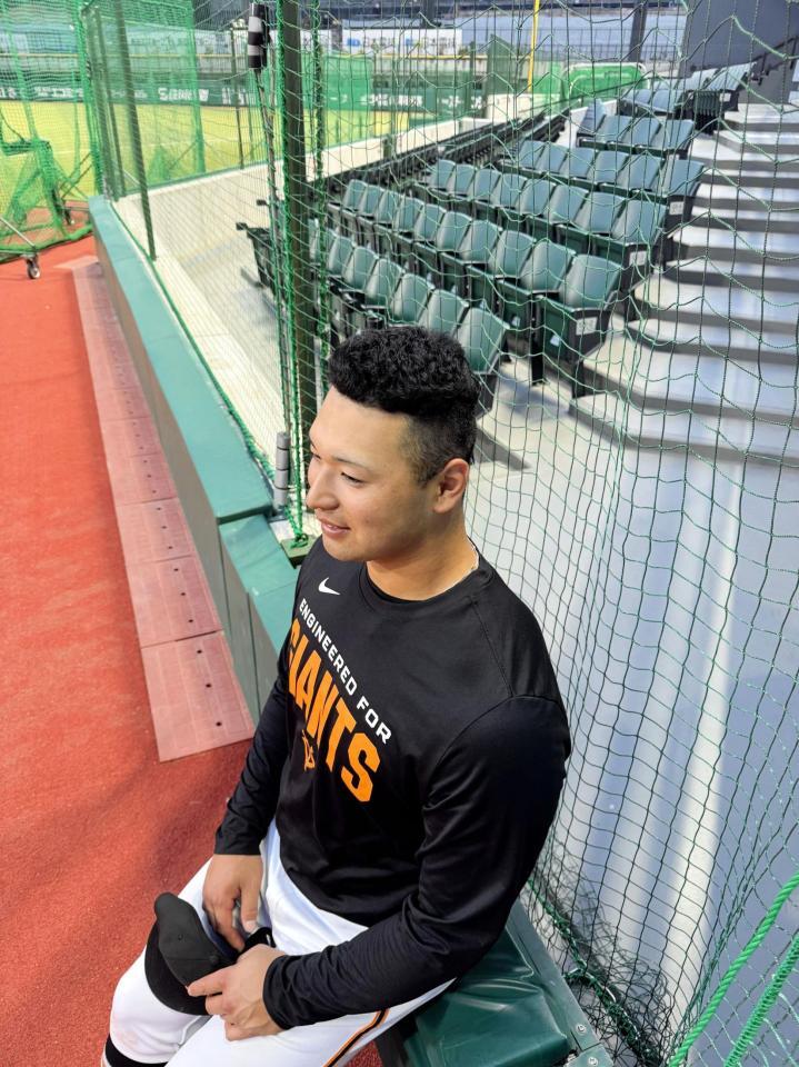 ご自慢のヘアスタイルを見せてくれた巨人・藤井