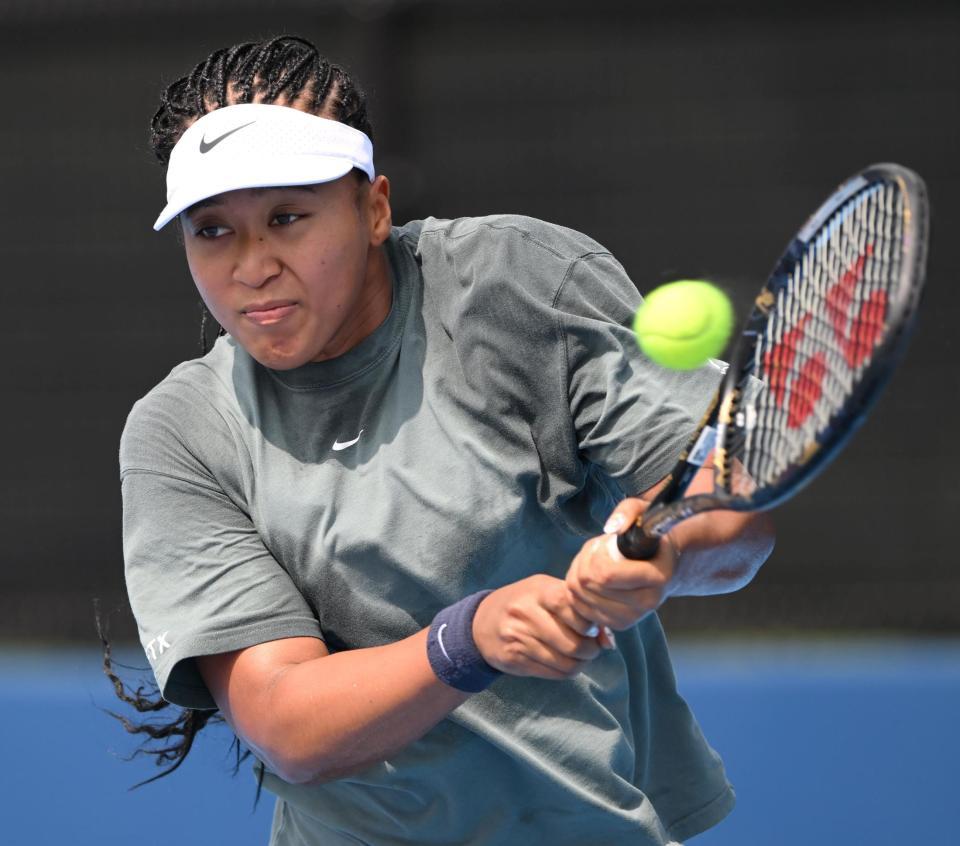 練習を行った大坂なおみ＝有明テニスの森公園（撮影・堀内翔）