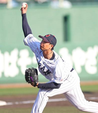 ソフトバンク戦で快投するオリックス・宇田川優希＝２５日、宮崎（撮影・吉澤敬太）