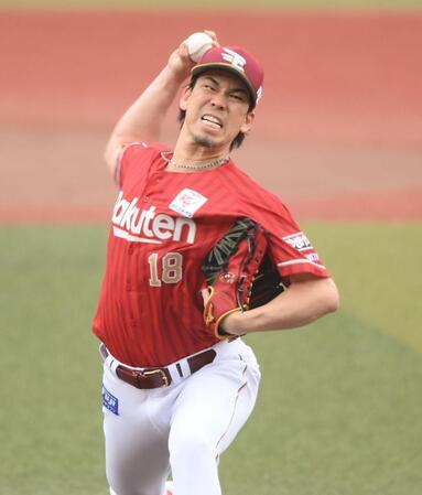 ユニホームは変わっても闘志あふれる投げっぷりは変わらない楽天・前田健太＝２９日、ＺＯＺＯマリンスタジアム（撮影・開出牧）