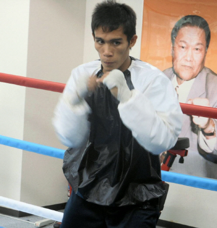 公開練習を行ったシルベスター・ロペス＝東京都新宿区の協栄ジム