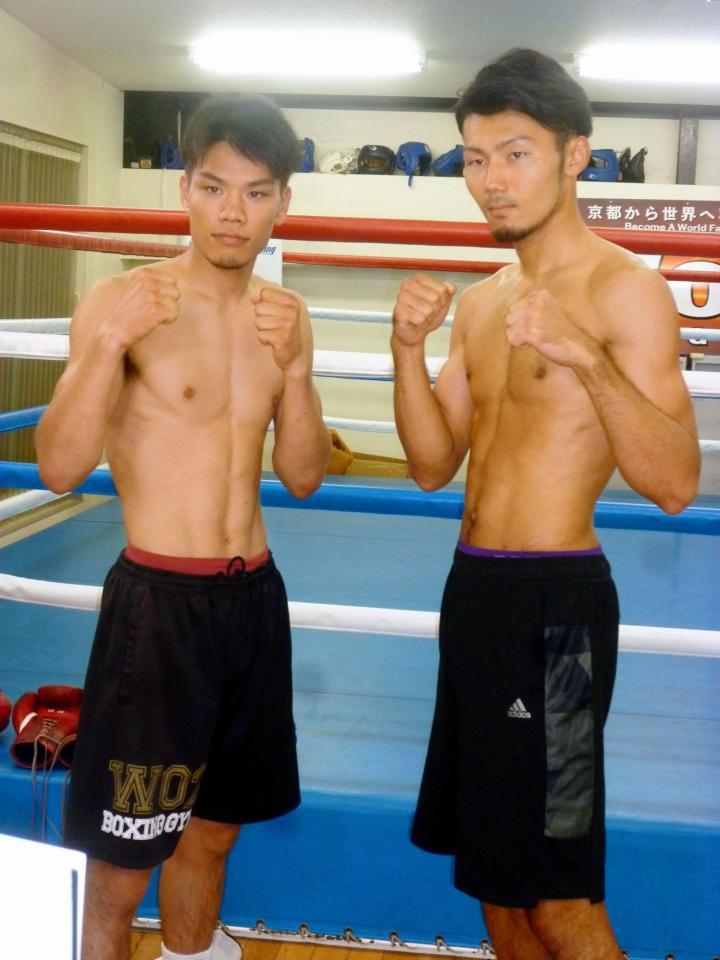 スパーリングを公開した大森（左）と徳永の両日本王者