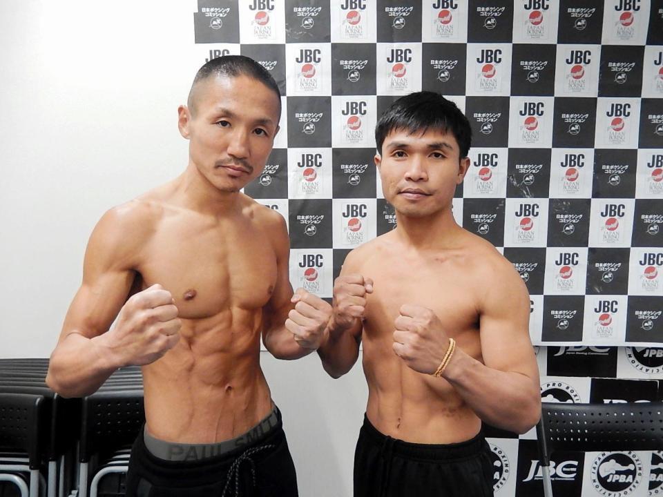 軽量を終えた大竹（左）とサン