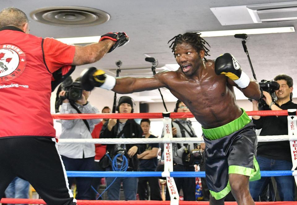 ５・２０の村田との試合に向けての練習を公開したアッサン・エンダム＝帝拳ジム