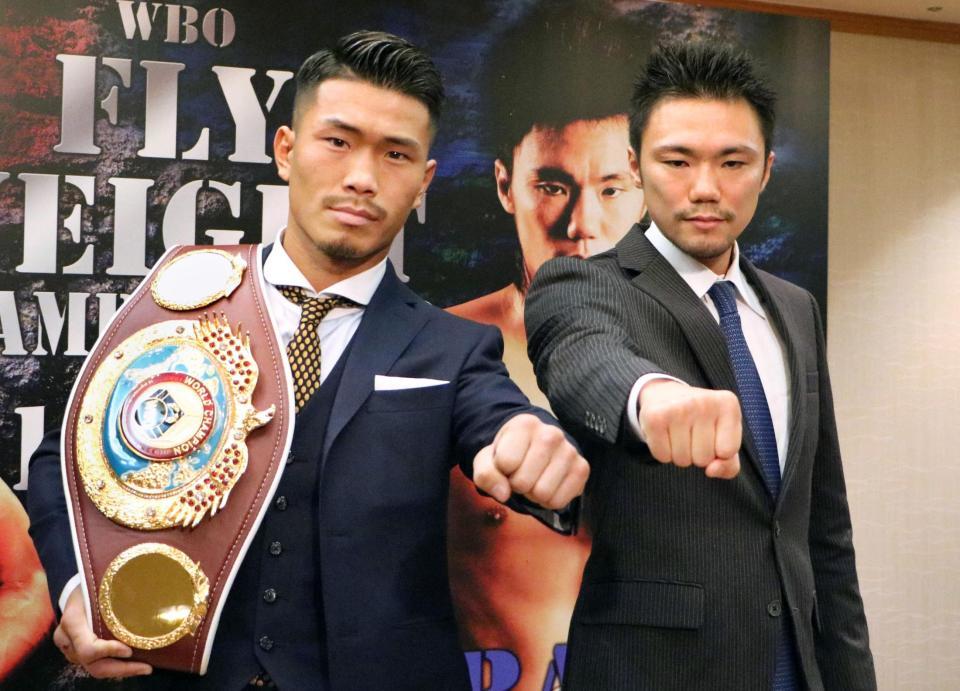 　大みそかに世界戦を行うＷＢＯフライ級王者の木村翔（左）と挑戦者の五十嵐俊幸