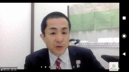 オンライン上での会見に出席したＪＰＢＡ事務局長の新田渉世・川崎新田ジム会長