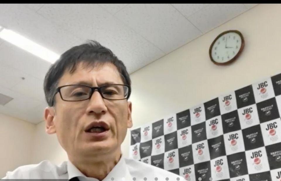 　試合再開へ向けてのガイドラインを説明するＪＢＣの安河内剛事務局長