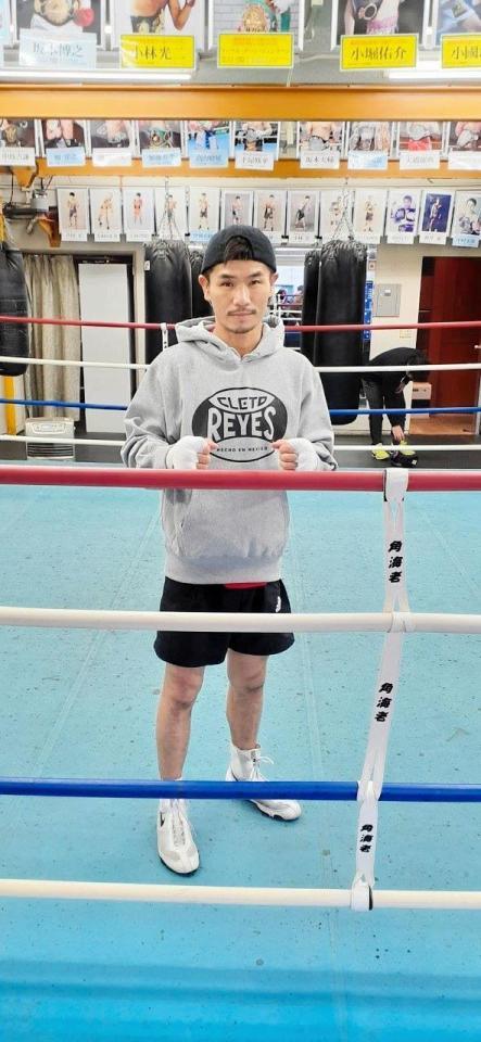 　公開練習を行った福永亮次＝角海老宝石ジム