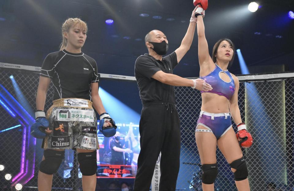 　さぁちむに勝利したちゃんよた（撮影・伊藤笙子）