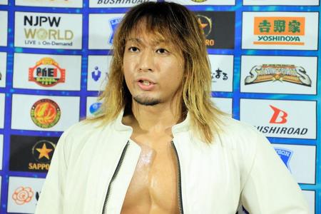 　ウィル・オスプレイへの挑戦を要求する海野翔太（新日本プロレス提供）