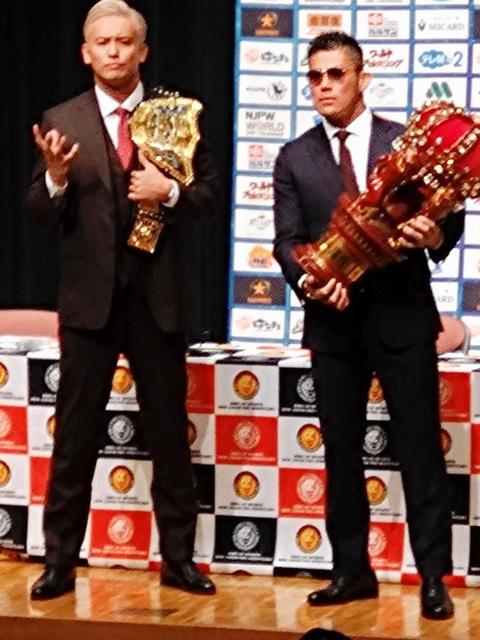 プロレス　ＩＷＧＰヘビー級選手権公開調印式　オカダ・カズチカに挑戦のＳＡＮＡＤＡ「新日本プロレスの景色を変える」