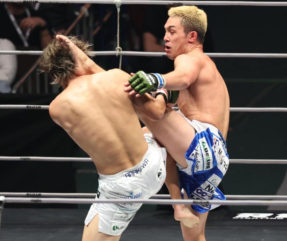 細川一颯にＫＯ勝利した宇佐美正パトリック＝さいたまスーパーアリーナ（撮影・金田祐二）