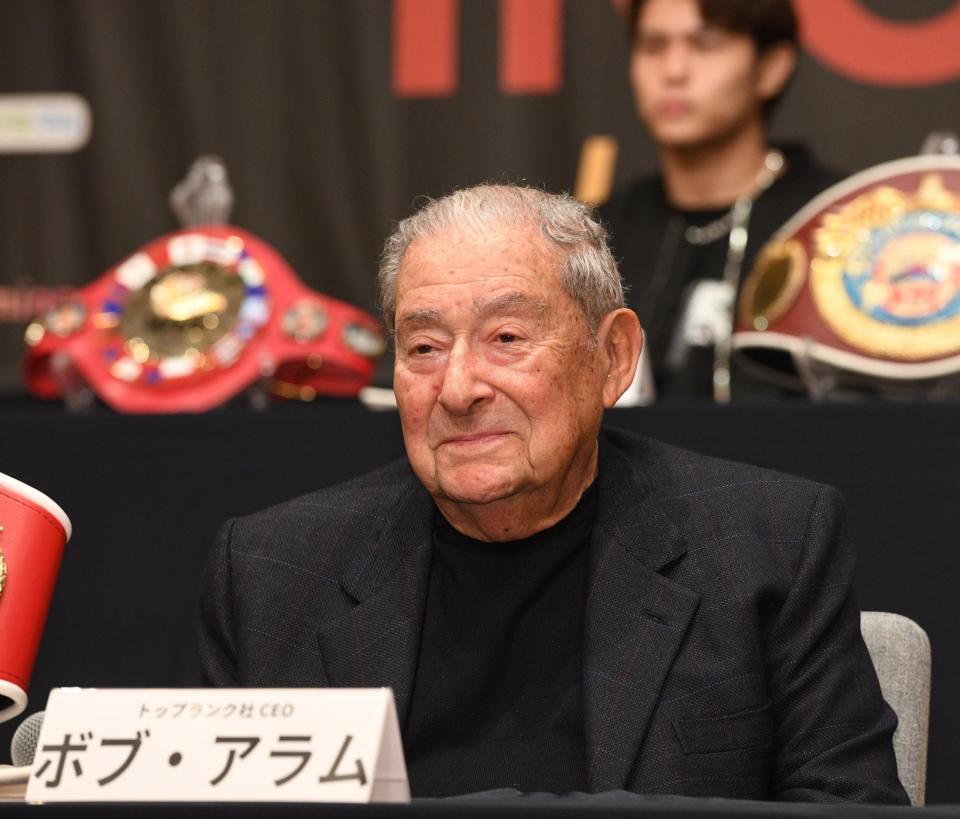 　会見に出席したトップランク社ＣＥＯのボブ・アラム氏（撮影・佐々木彰尚）