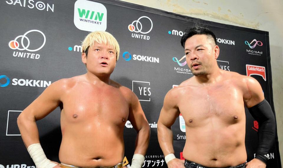 　拳王（左）とのタッグで古巣ノアのマットに上がったＫＥＮＴＡ