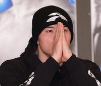 　会見に臨む那須川天心（撮影・金田祐二）