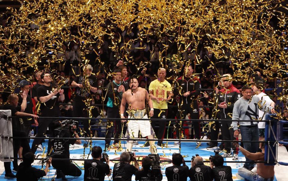 　初防衛を果たした後藤洋央紀