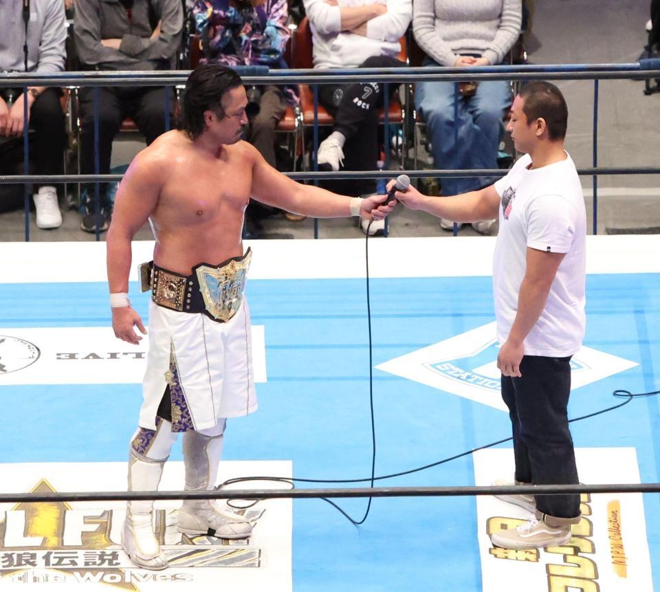 　次期挑戦者に海野翔太を指名した後藤洋央紀