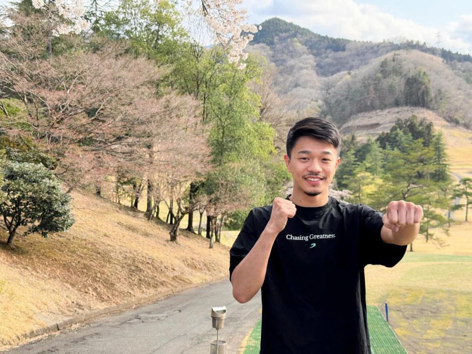 　強化合宿を行っているゴルフ場でトレーニングを公開した中谷潤人