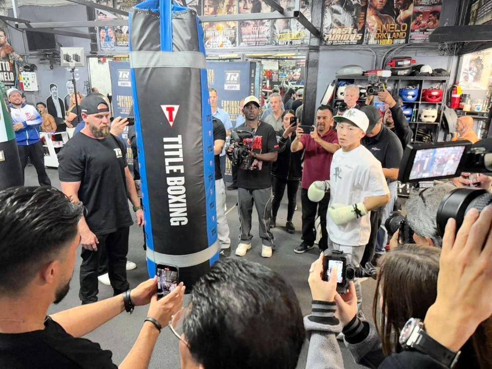 　渡米し、ロサンゼルスで公開練習を行った井上尚弥＝大橋ジム提供