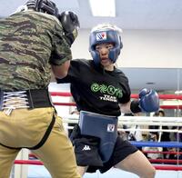 　練習を公開下那須川天心（撮影・金田祐二）