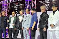 　ＲＩＺＩＮフライ級トーナメントの抽選会に出席した（左から）元谷友貴、扇久保博正、伊藤裕樹、榊原信行ＣＥＯ、征矢貴、神龍誠、山本アーセン