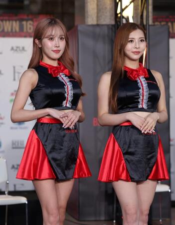 　４代目ブレイキングガールを務めるＨＡＲＵＫＡ（左）とＫＹＯＮ（撮影・中田匡峻）