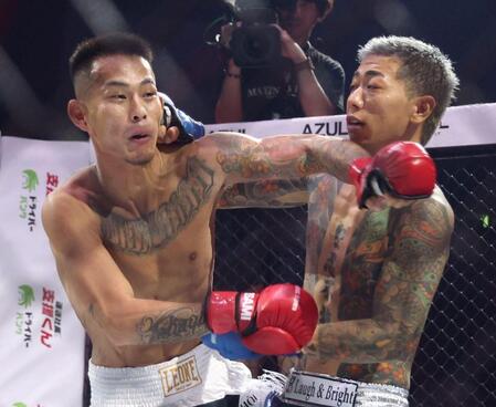 　ＬＡＲＧＥ　ＨＩＧＨ（左）を攻める富永啓悟（撮影・中田匡峻）