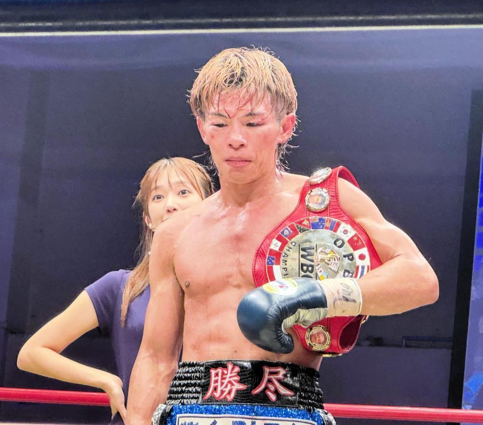 　引き分けで２度目の防衛に成功した東洋太平洋スーパーフェザー級王者・波田大和