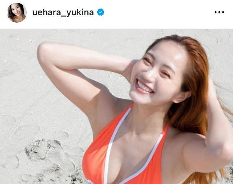 ビーチでの鮮烈ショットを公開した植原ゆきな＝自身のインスタグラム（ｕｅｈａｒａ＿ｙｕｋｉｎａ）より