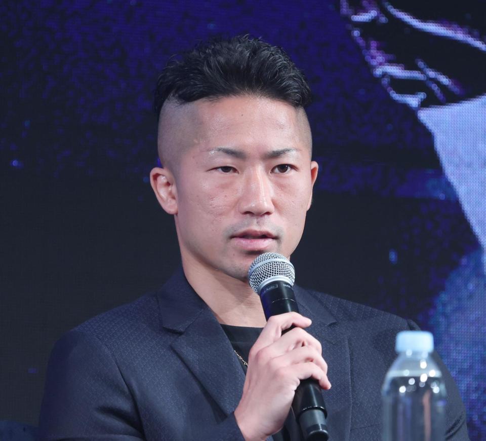 　意気込みを語る井上拓真（撮影・金田祐二）