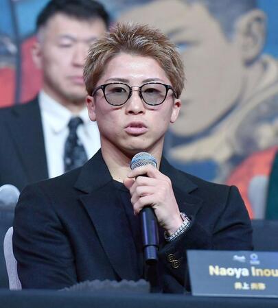 　会見で意気込みを語る井上尚弥（撮影・開出牧）