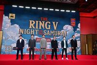 　会見に登場した（左から）堤麗斗、堤駿斗、中谷潤人、井上尚弥、寺地拳四朗、今永虎雅（撮影・開出牧）