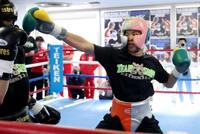 　スパーリングで調整する那須川天心（撮影・金田祐二）