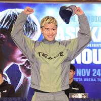 　会見に出席したＷＢＣ世界バンタム級１位・那須川天心（撮影・佐々木彰尚）