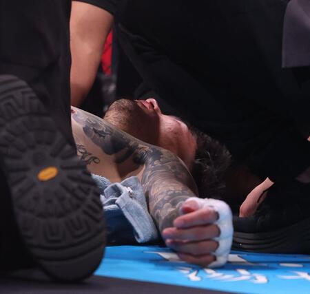 　ＫＯ負けを喫したシェンロン（撮影・佐々木彰尚）