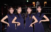 　ポーズを決める（左から）野々宮有希、吉田明加、森かんな、神城朱里（撮影・佐々木彰尚）