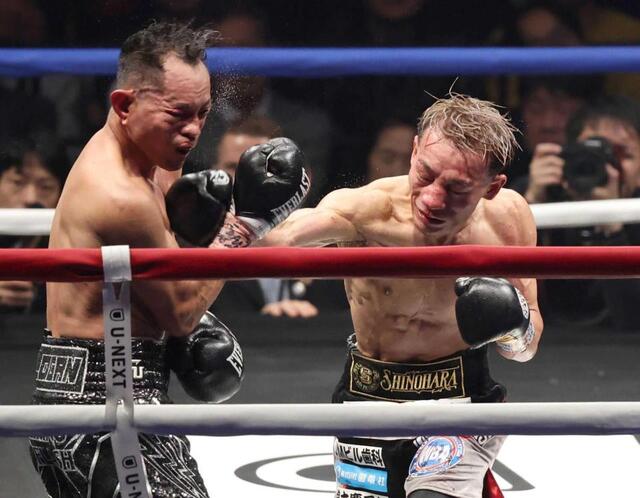 　１１回、ノニト・ドネアを攻める堤聖也（撮影・金田祐二）