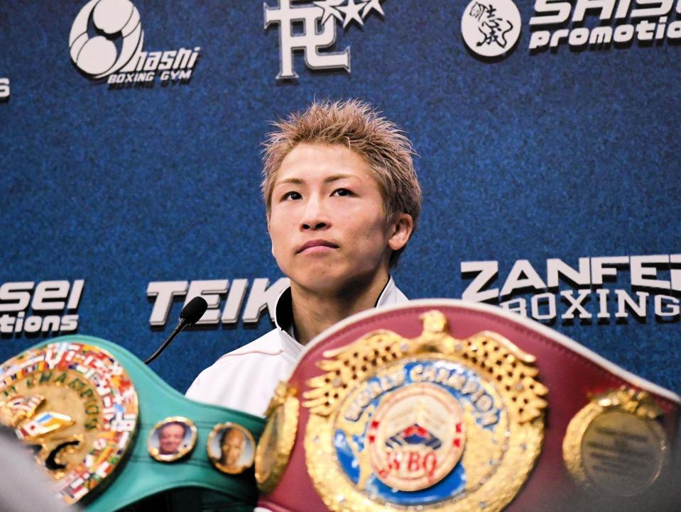 試合後に会見した井上尚弥