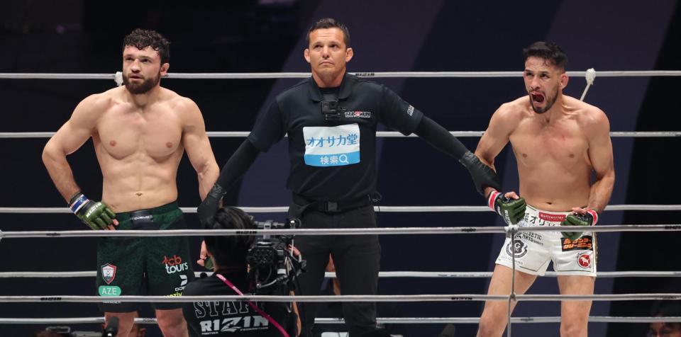 　ヴガール・ケラモフを判定で破ったクレベル・コイケ（右）＝撮影・金田祐二